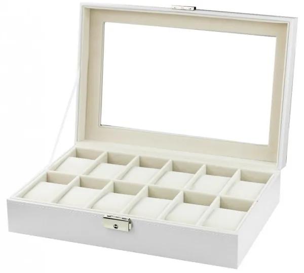 Cutia pentru bijuterii pentru 12 ceasuri, alb