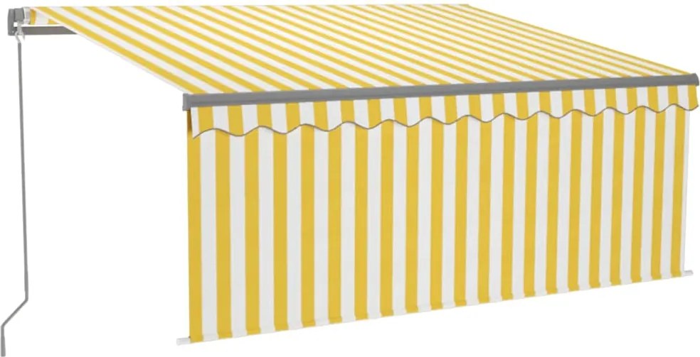 vidaXL Copertină retractabilă manual cu stor, galben&alb, 3,5x2,5 m