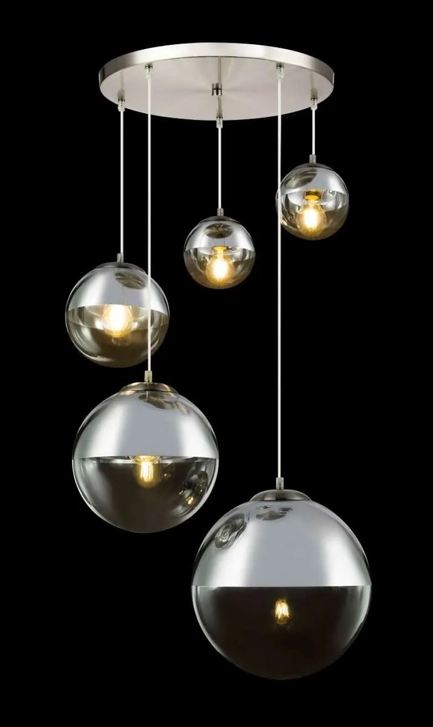 Lustra moderna cu 5 pendule VARUS nickel/crom 15851-5 GL