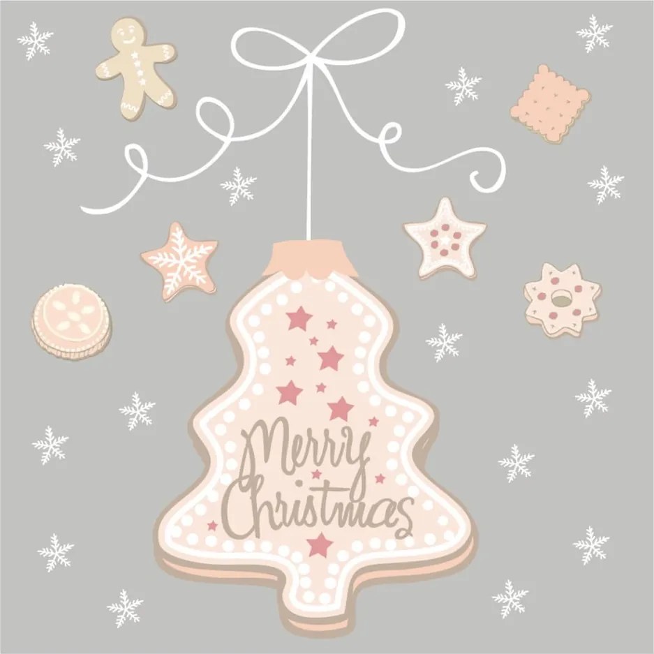 Set 10 șervețele din hârtie cu motive de Crăciun PPD Cookies Tree Grey