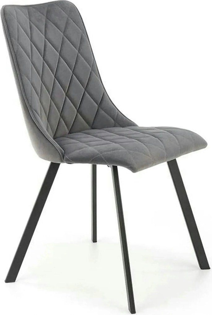 Scaun K450, gri/negru, stofa catifelata/metal, 44x58x85 cm