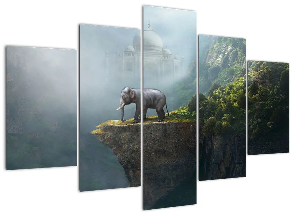 Tablou - Elefant în vârful Taj Mahalului (150x105 cm)