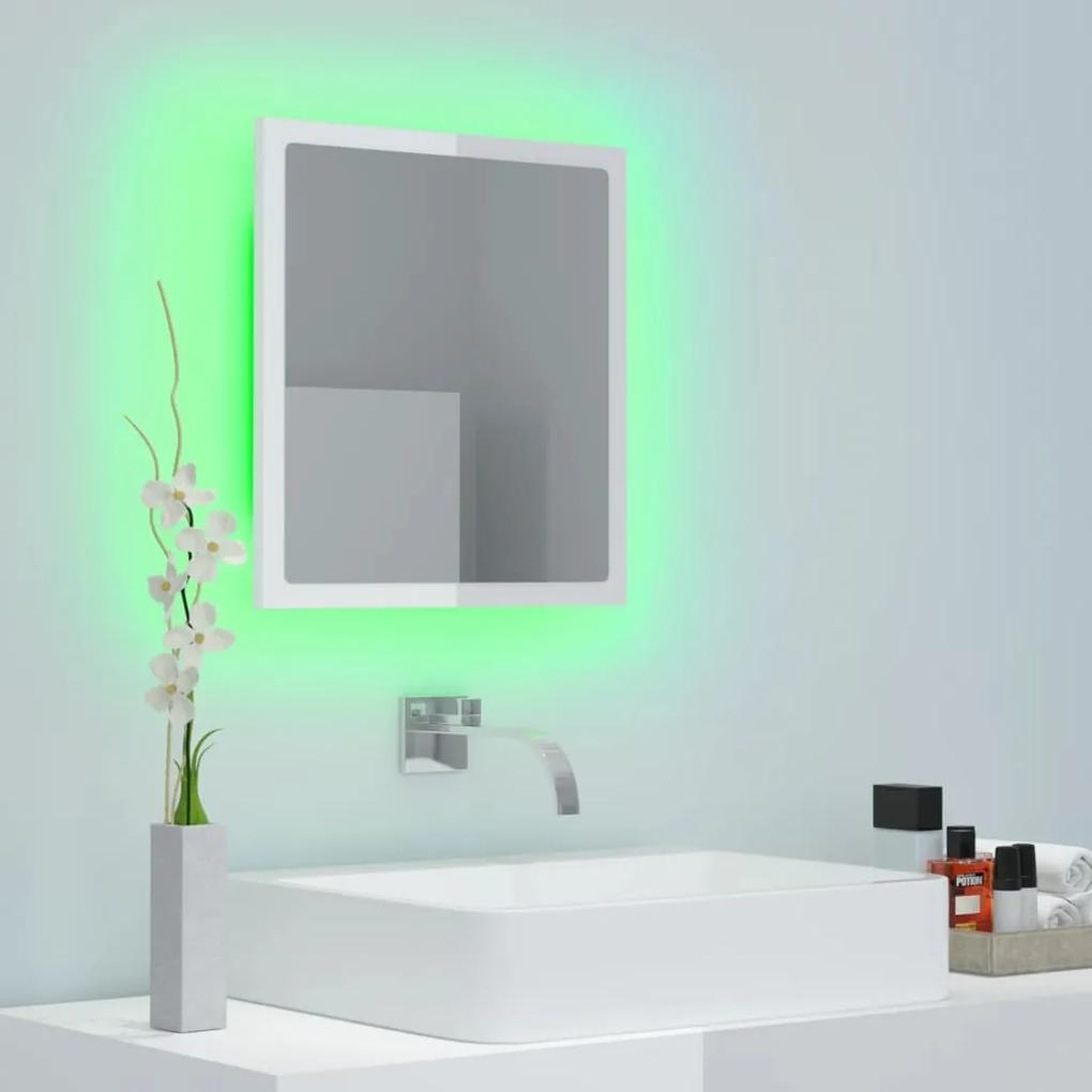 Oglinda de baie cu LED, alb extralucios, 40x8,5x37 cm Alb foarte lucios