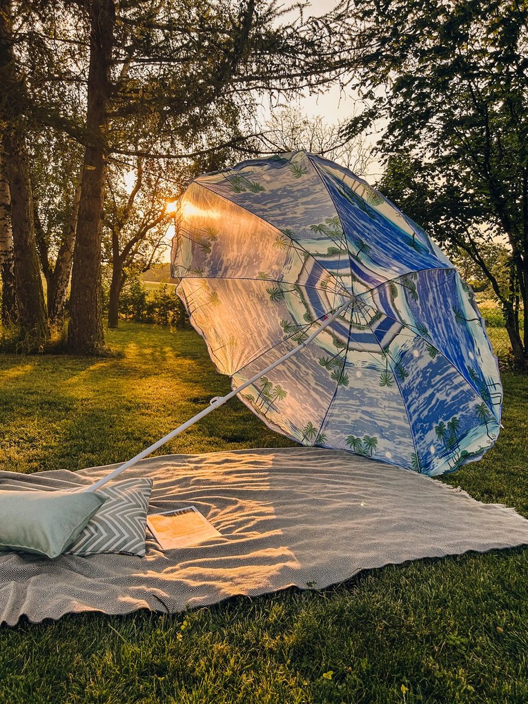 Umbrela de soare alb-albastru, SOLSTICE 180 cm