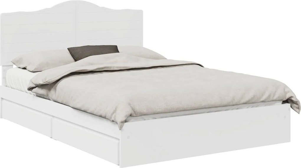 vidaXL Pat cu storage cu headboard Alb 150 x 200 cm Lemn compozit
