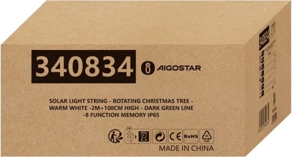 Aigostar - decorațiune de Crăciun solară cu LED LED/0,59W/3,7V 100 cm IP65 alb cald