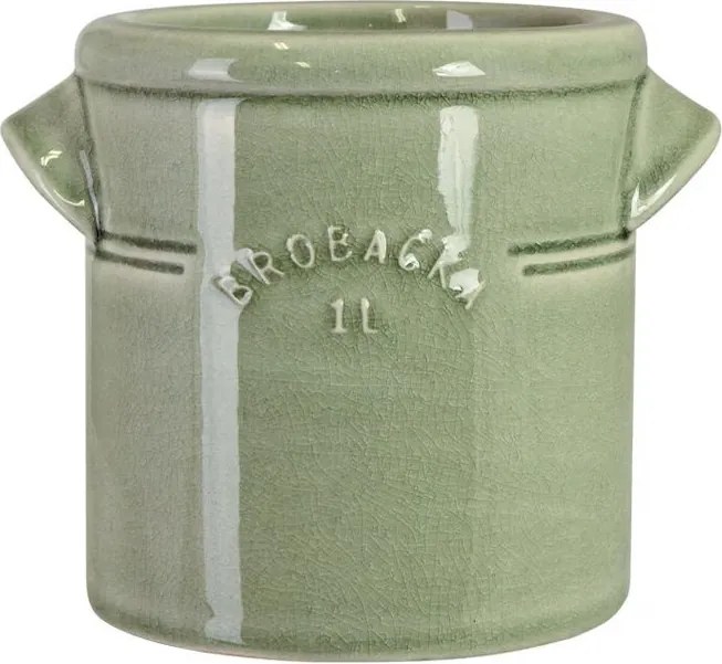 Ghiveci din ceramică glazurată manual 1L verde deschis, „Brobacka"