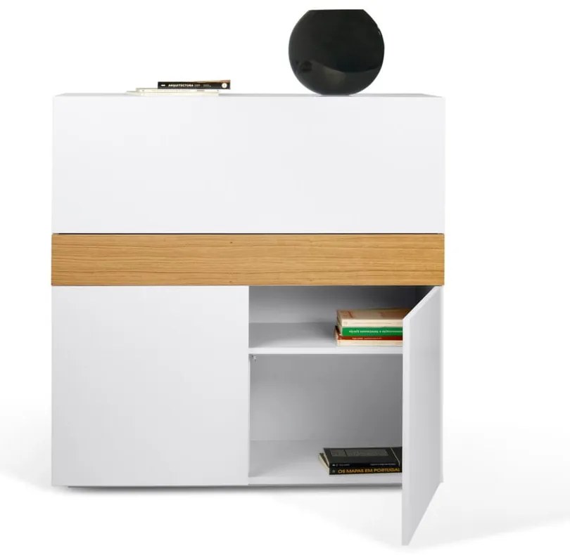 Birou cu dulap Focus White/Oak, 110 x 42 x 109 cm