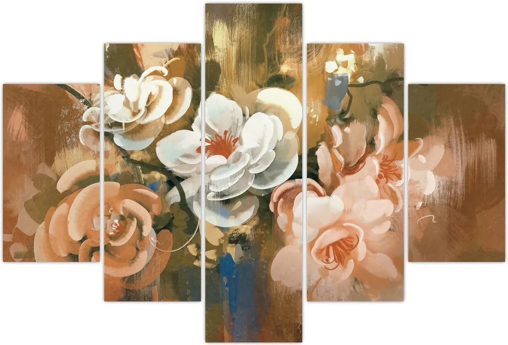 Tablou -Buchet de flori pictat (150x105 cm)