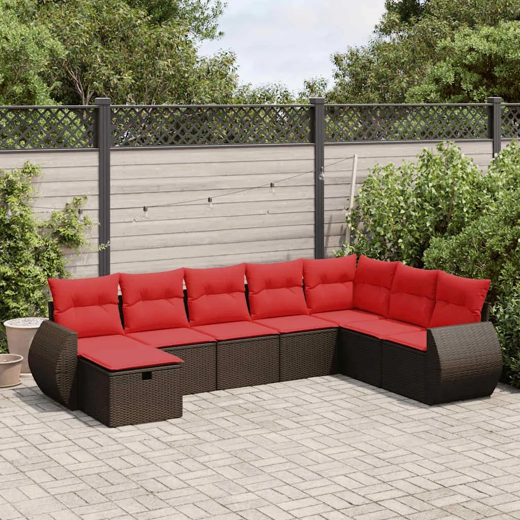 vidaXL Set canapele de grădină cu perne, 8 piese, maro, poliratan