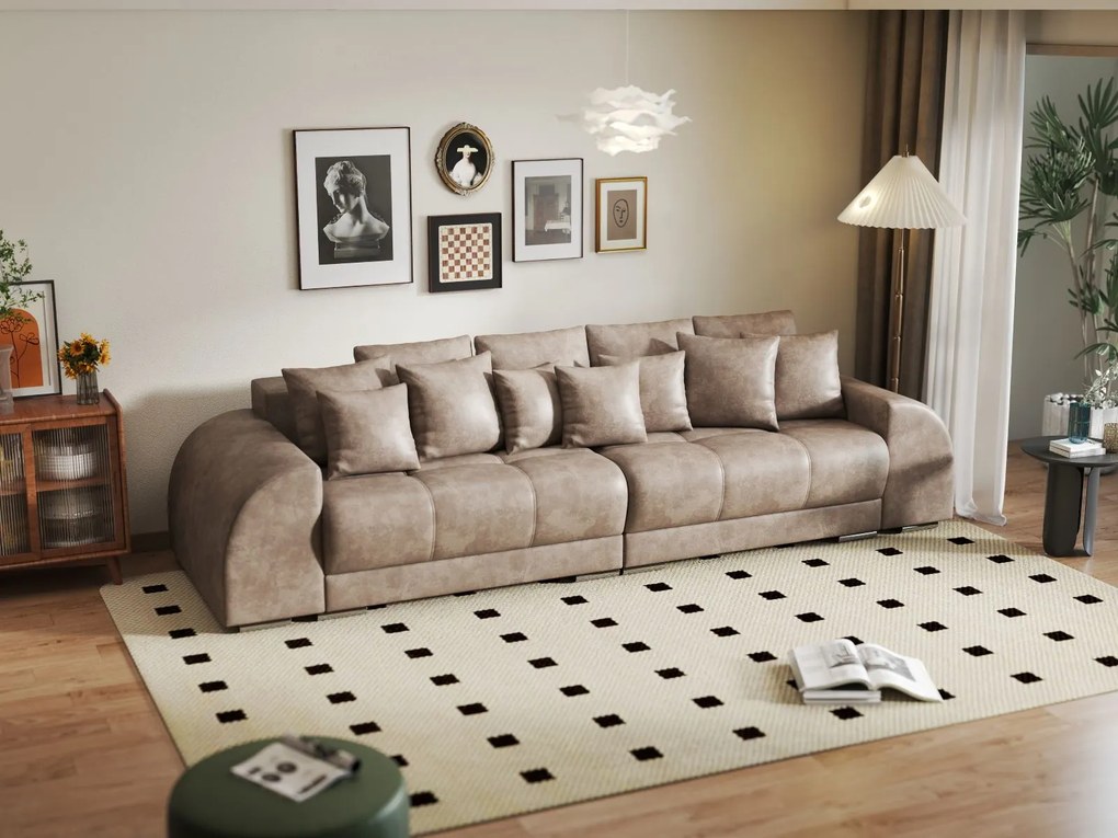 Canapea extensibilă dumonde cu 2 lăzi de depozitare si sezut confortabil din spuma high-density, Verona Tobago Silver 310x100 cm