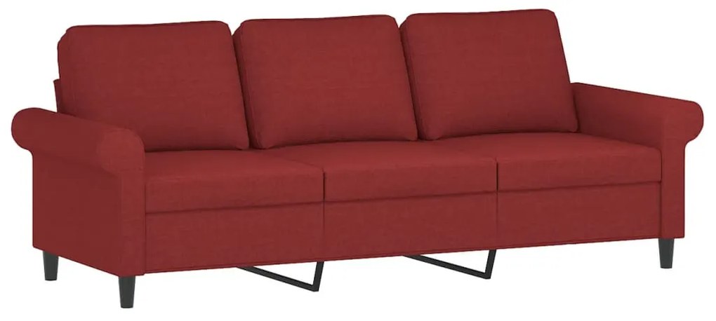 349207 vidaXL Canapea cu 3 locuri, roșu vin, 180 cm, material textil