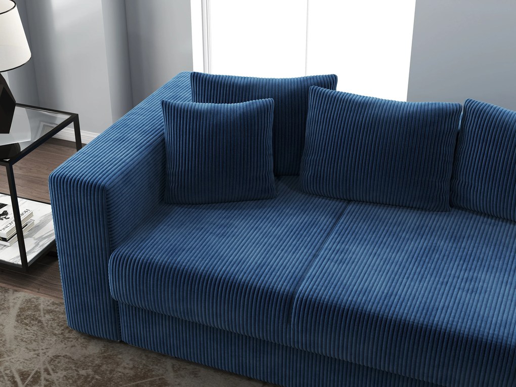 Canapea extensibilă dumonde cu ladă de depozitare si sezut confortabil din spuma high-density, Gloria Zoom Blue 240x100 cm