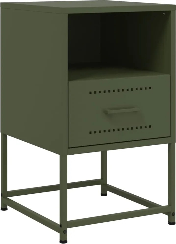 vidaXL Noptieră, verde olive, 36x39x60,5 cm, oțel