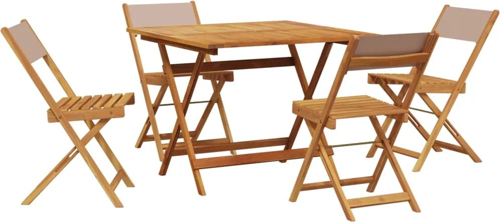 vidaXL Set mobilier de grădină 5 piese textil taupe/lemn masiv