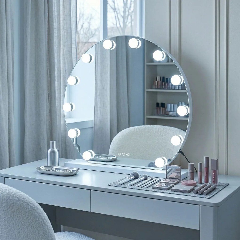 Oglindă LED HOLLYWOOD White 50 cm