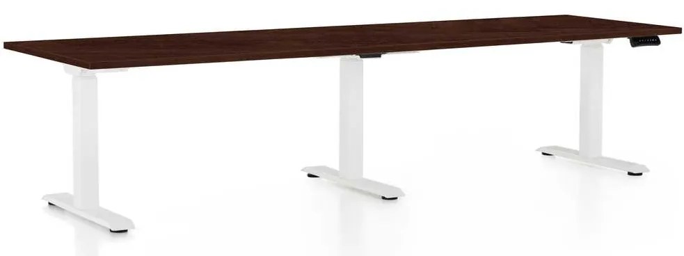 Masă înălțime reglabilă OfficeTech Long, 260 x 80 cm, picioare albe, wenge