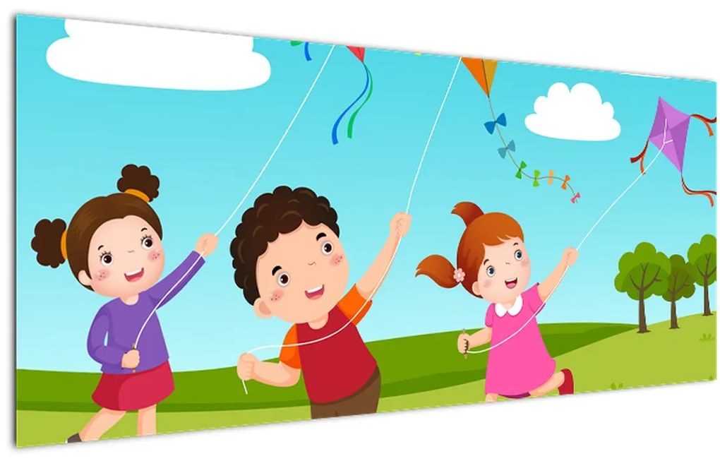 Tablou - Copii cu zmeu (120x50 cm)