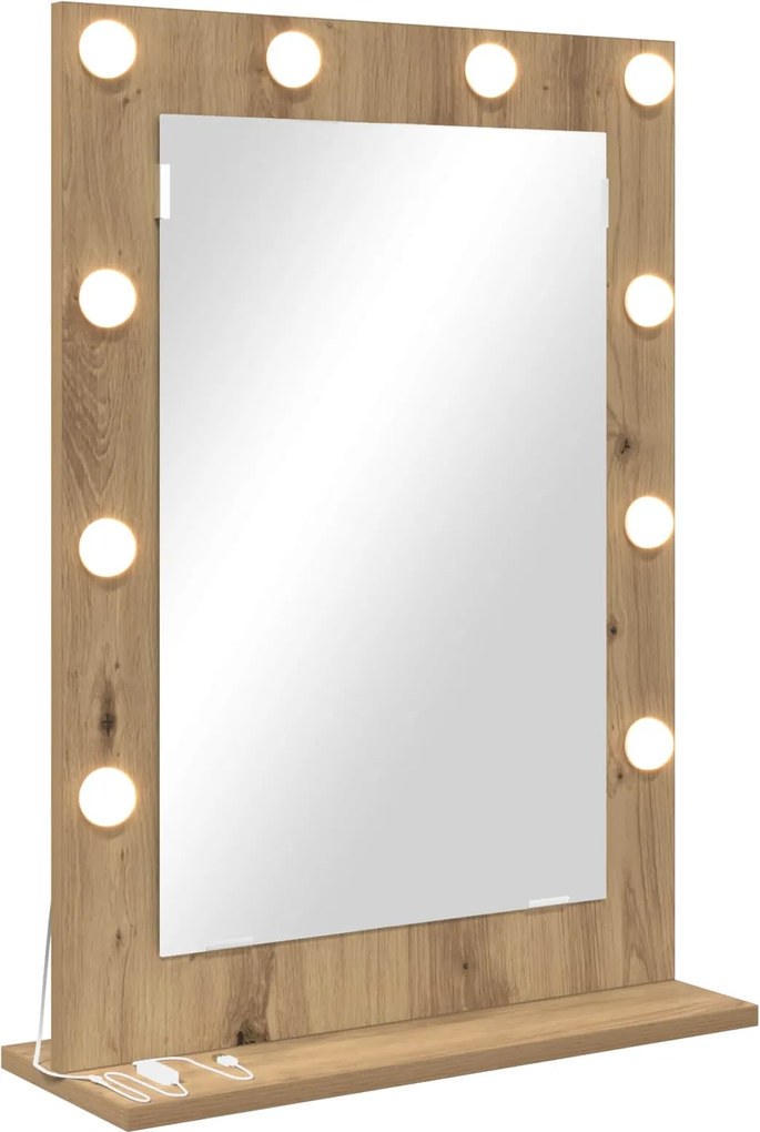 vidaXL Oglindă de toaletă cu oglindă Stejar Artizanal 70 x 50 x 18 cm