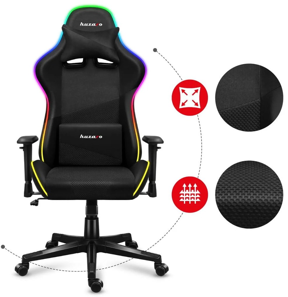 Fotoliu gaming Fusion 6.3 (negru + multicolor) (cu iluminat LED). 1087489