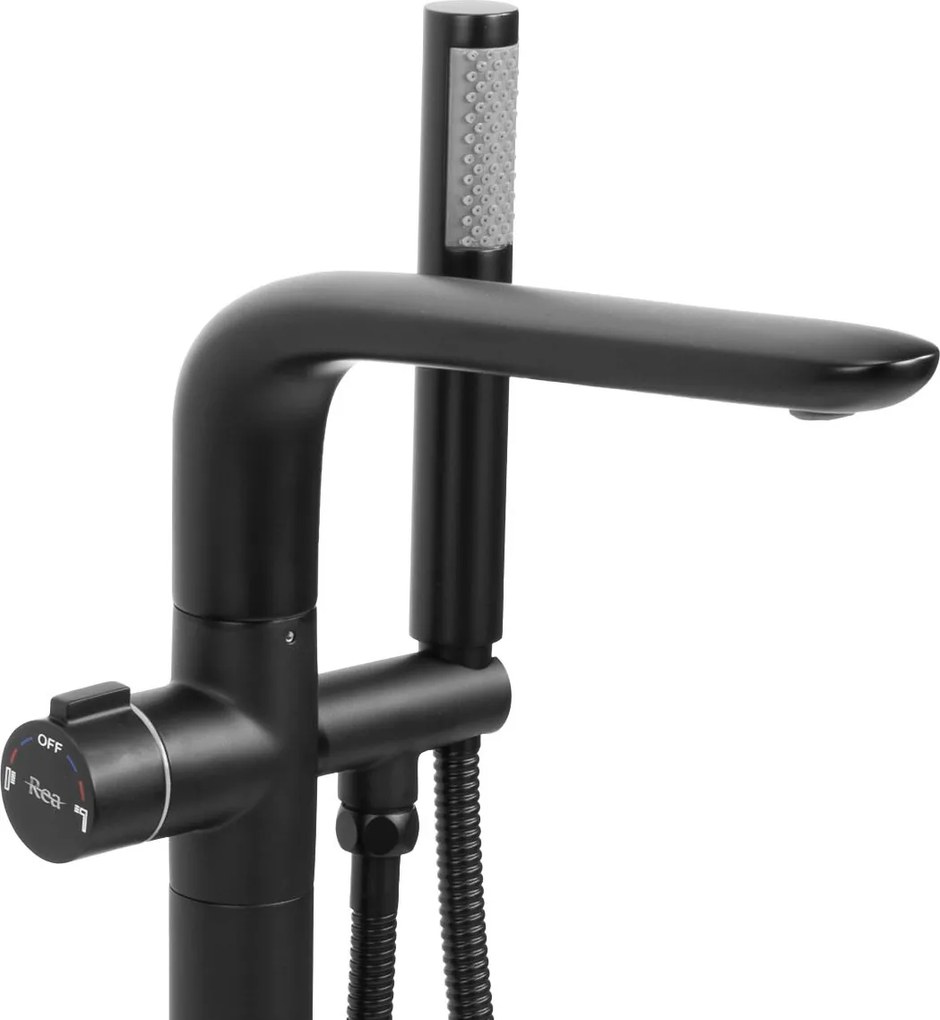 Baterie cada freestanding Rea Clark, negru mat