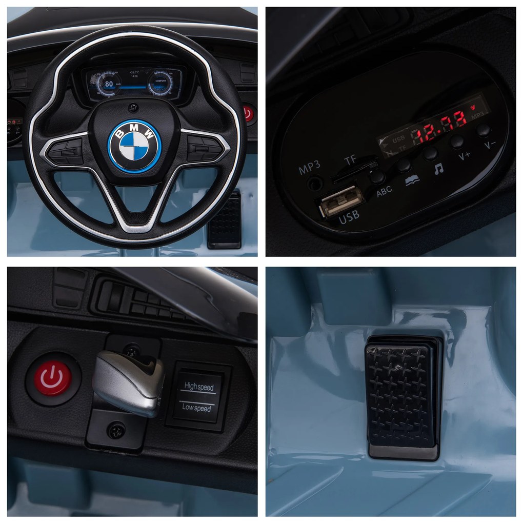 Licensed BMW I8 Coupe Masina Electrica HOMCOM telecomanda MP3 baterie pentru 3-8 ani | Aosom Romania