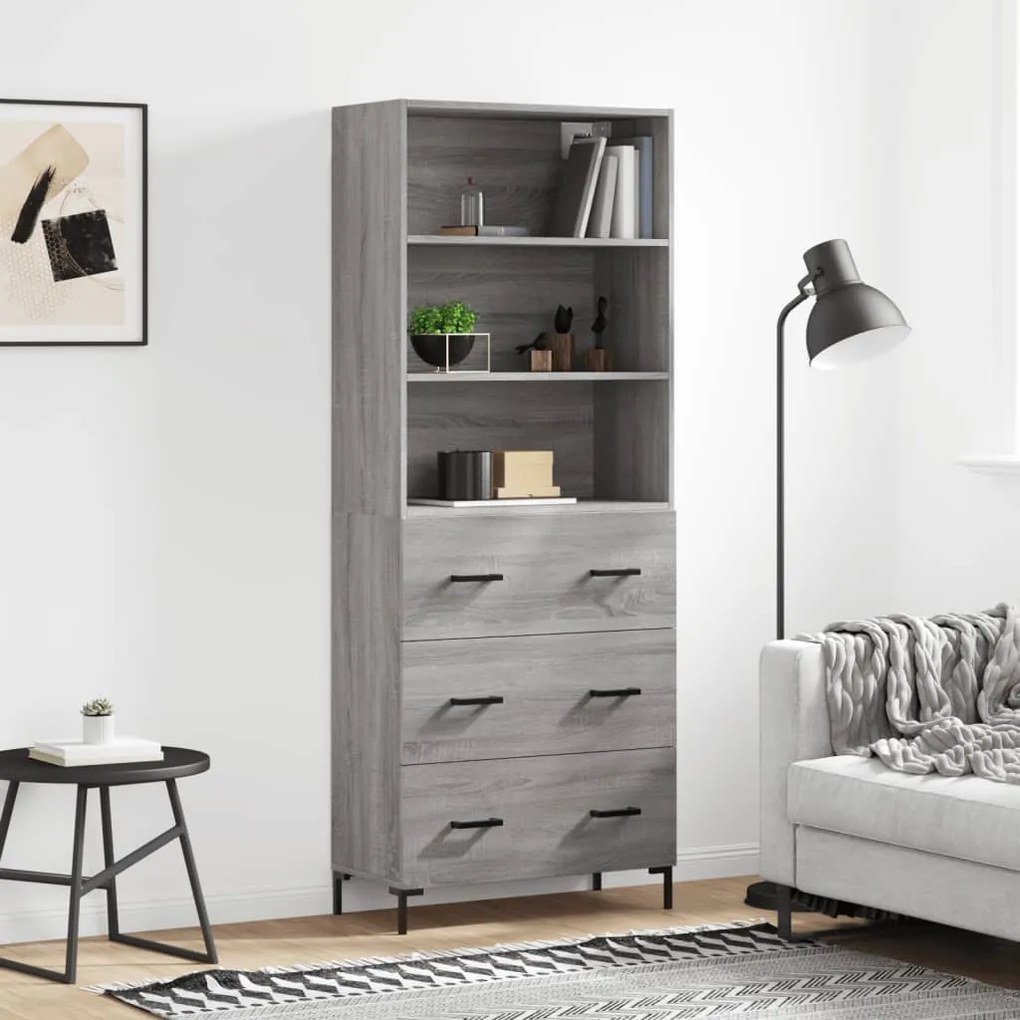 vidaXL Dulap înalt, gri sonoma, 69,5x34x180 cm, lemn compozit