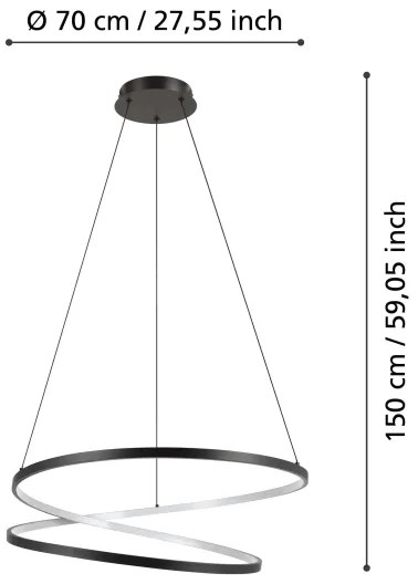 Lustră LED pe cablu Eglo 901138 RUOTALE LED/42W/230V 3000K negru