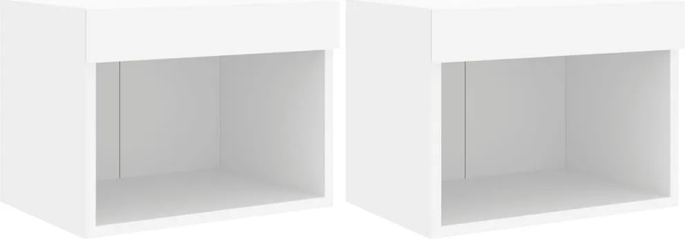 vidaXL Noptiere cu lumini LED montate pe perete, 2 buc., alb