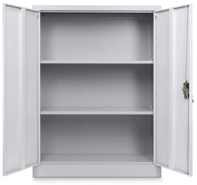 Dulap metalic universal mediu 90 x 40 x 120 cm, încuietoare cilindru, gri deschis - ral 7035