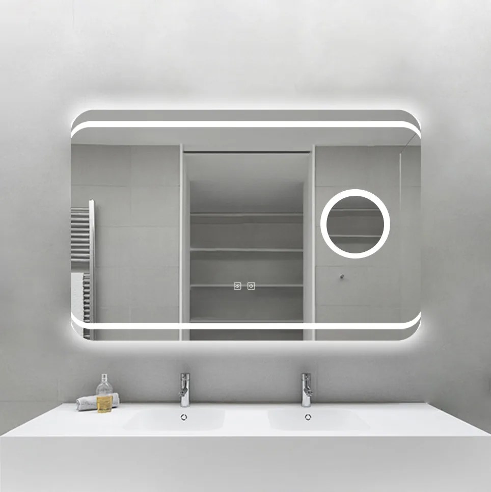 Oglinda Baie cu Led, 90X60 Cm, Functie dezaburire, Esn41, Oglinda Mica Lupa Cosmetica