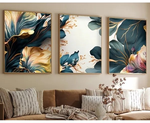 SET 3x pictură în ramă foto 50x70 cm plante