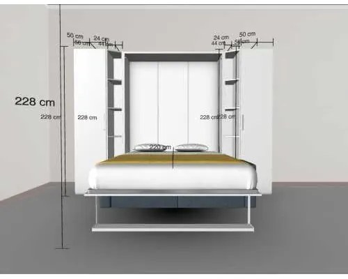 Set pat rabatabil dublu cu canapea 2 locuri si 2 dulapuri Royal Single Wardrobe (50 cm) - Royal SMALL Wardrobe&SOFA SET (150X200)