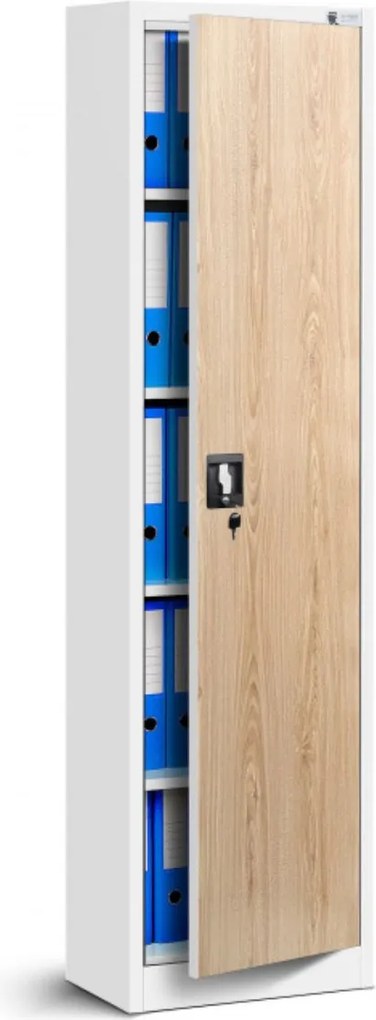 Dulap metalic cu o singură ușă Alex alb-stejar sonoma (45x185 cm)