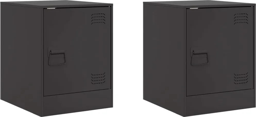 vidaXL Noptiere, 2 buc., negru, 34,5x39x44 cm, oțel