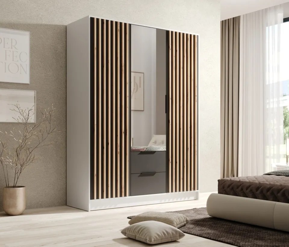 Dulap cu oglinzi, Neri, ADRK Furniture (Latime: 102 cm, Culoare: Negru / Negru)