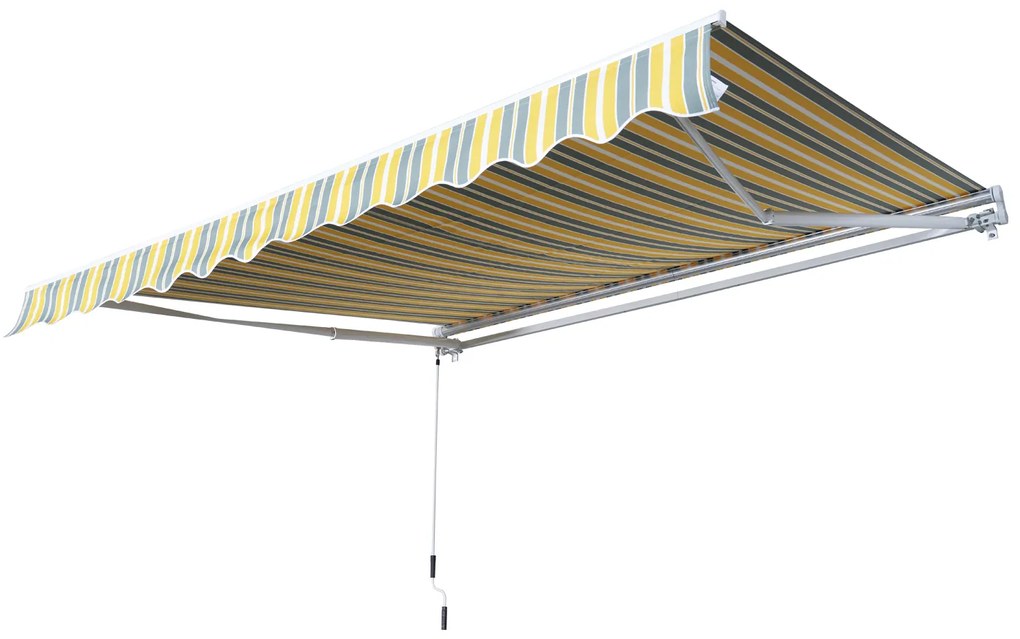 Outsunny Parasolar Copertină cu Brațe Articulate Protecție Solară Manivelă Balcon Aluminiu Galben Gri 2,95 x 2,45 m | Aosom Romania