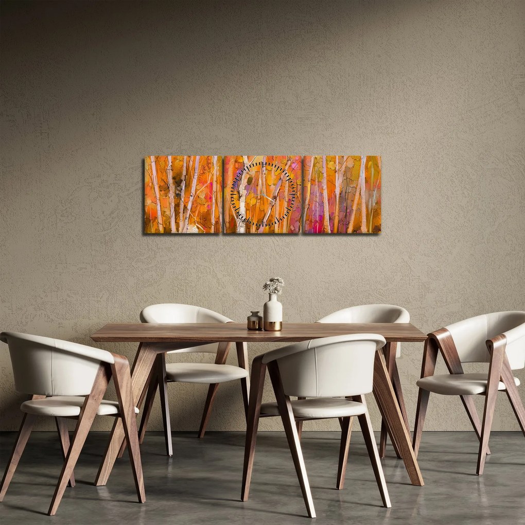 Tablou - Pădurea toamna (cu ceas) (90x30 cm)