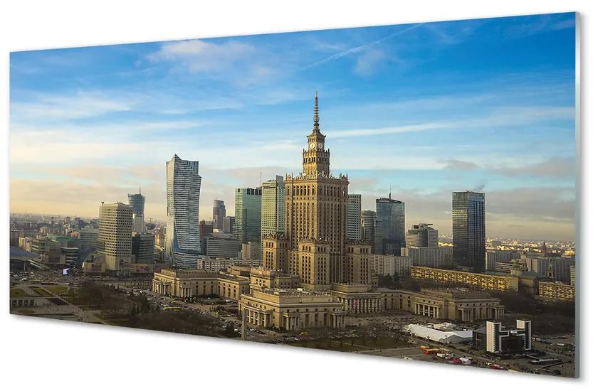 Tablouri pe sticlă Panorama de zgârie-nori Varșovia