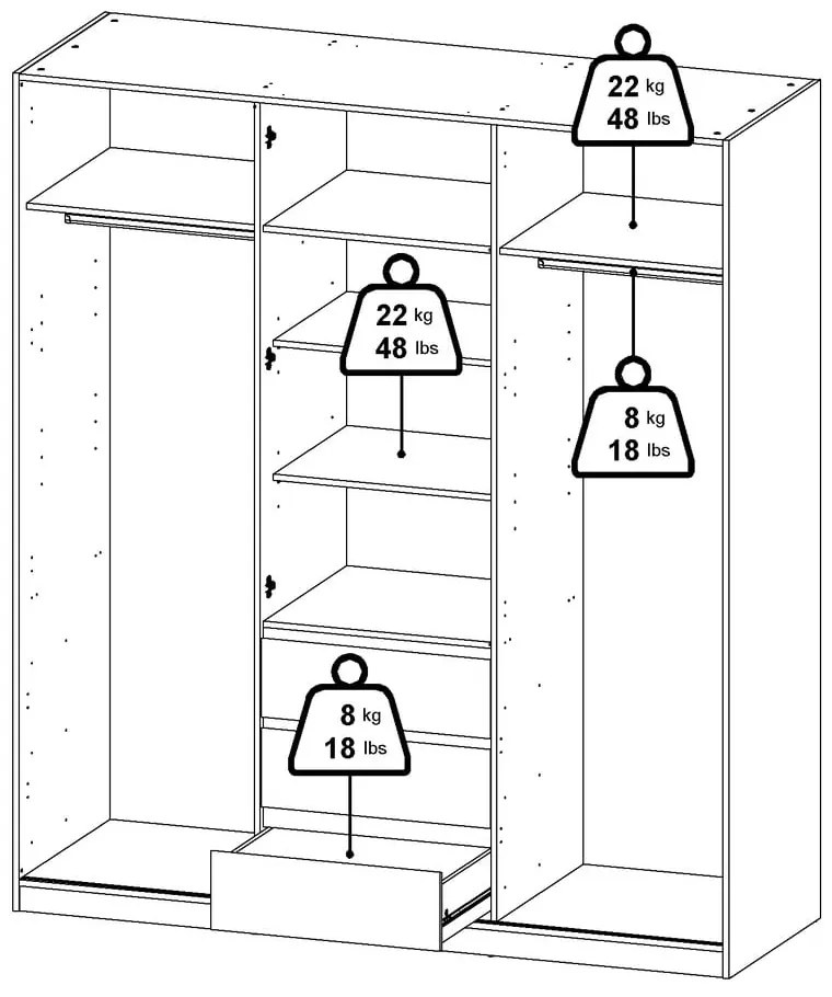 Șifonier în culoare naturală cu aspect de lemn de stejar cu ușă glisantă 177x200x60 cm Naia – Tvilum