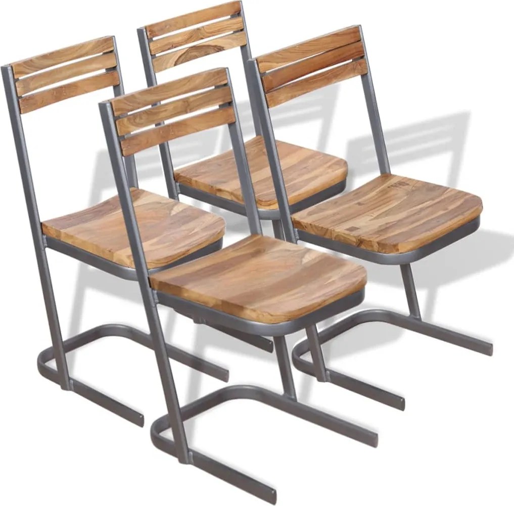 vidaXL Scaune de bucătărie din lemn masiv de tec, 4 buc.