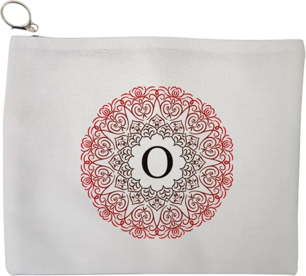 Portfard Cosmetice tip Plic, Cu litera O si Mandala, 23x18 cm, Alb, BEKZ®