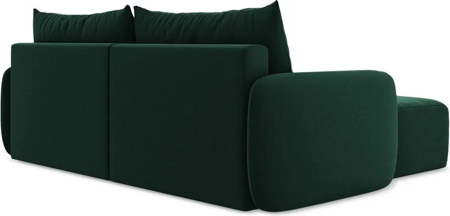 Colțar verde închis extensibil/cu spațiu de depozitare cu tapițerie din catifea (cu colț pe partea stângă/cu șezlong) Kalena – Makamii