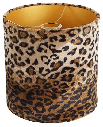 Abajur din catifea cu imprimeu leopard 25/25/25 interior auriu