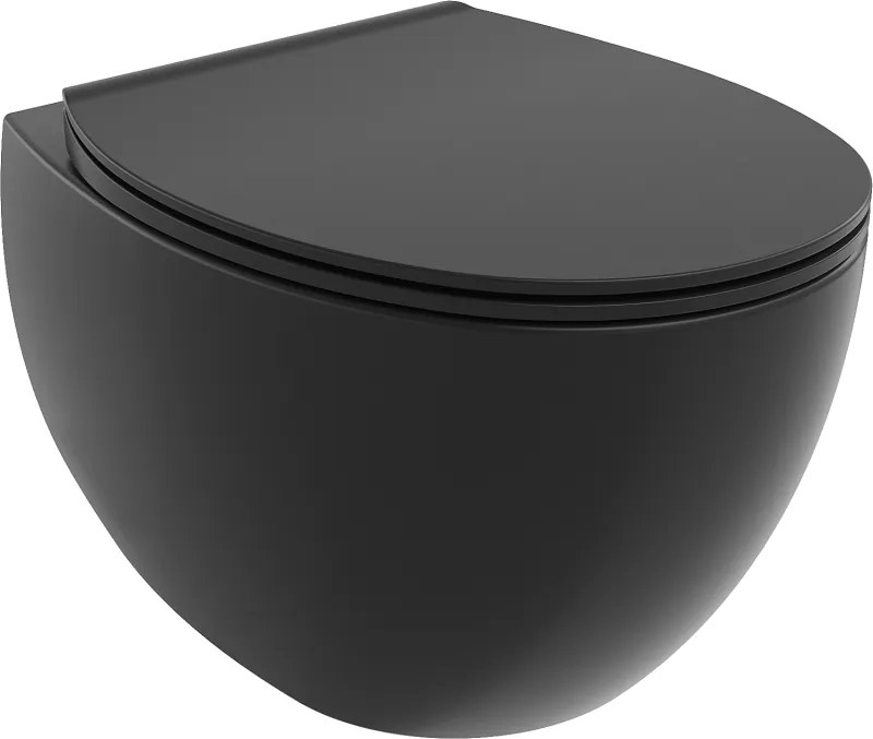 Mexen Egg vas wc fără ramă cu capac soft-closing slim, duroplast, negru mat - 30245070