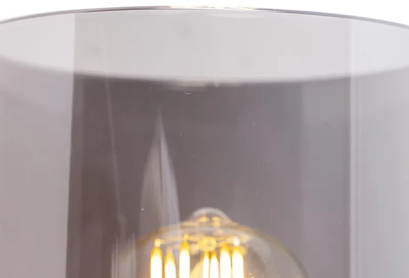 Lampa de perete de design neagra cu sticla fumurie - Dome