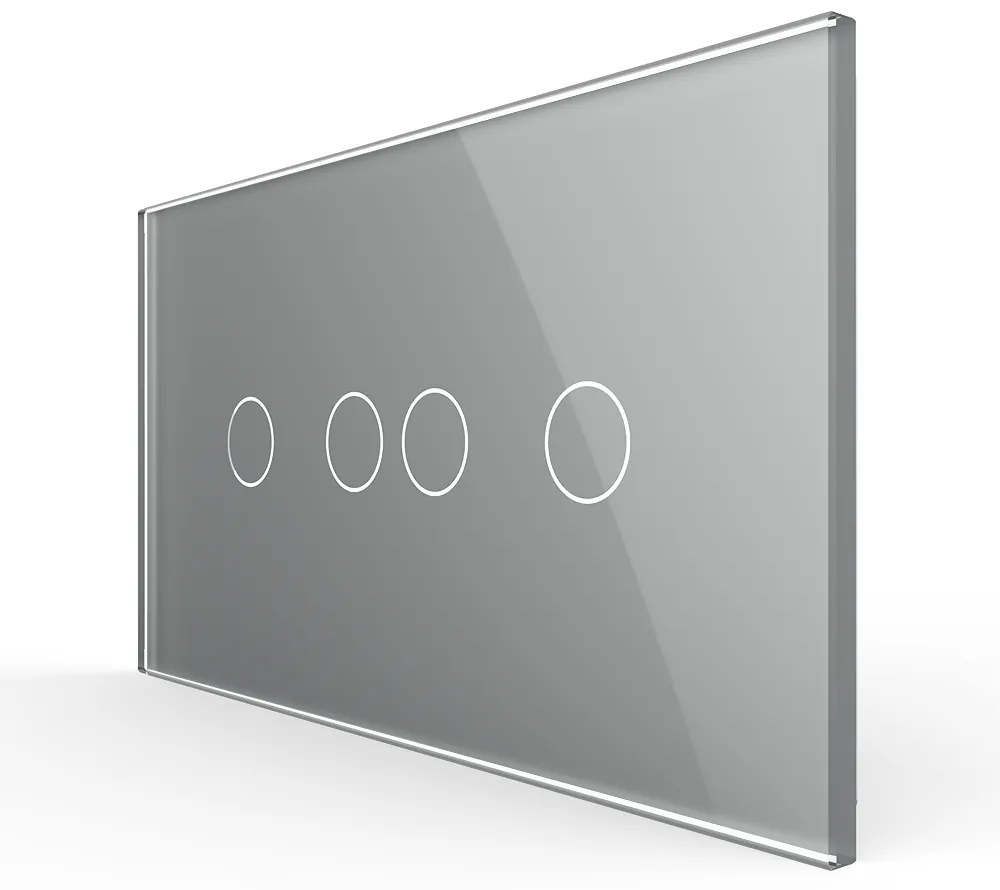 Intrerupator Dublu + Dublu cu Touch LIVOLO cu Rama Din Sticla, Standard Italian, 4M