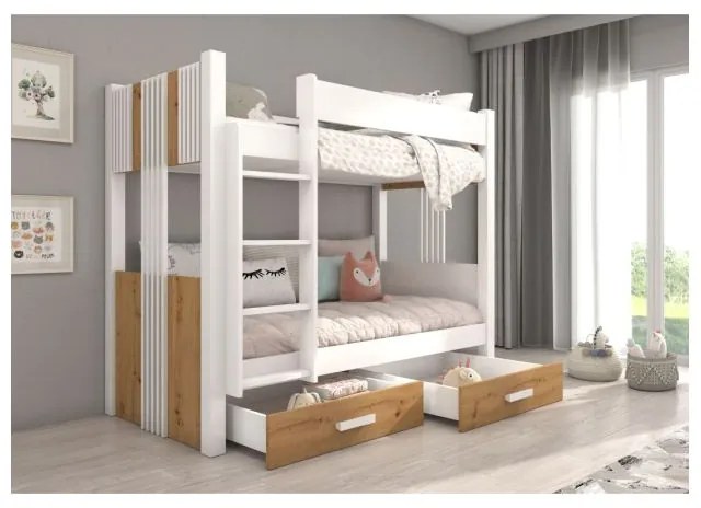 Pat Supraetajat Cu Saltea ARTA Arin/Alb 90x200cm