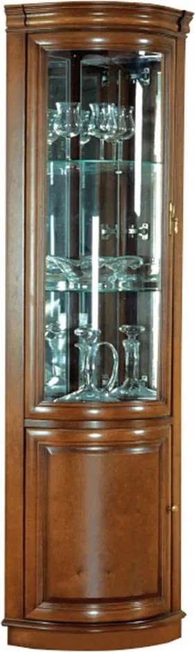 Vitrină lemn masiv nuc de colt Zefyra 212×40cm×45 cm