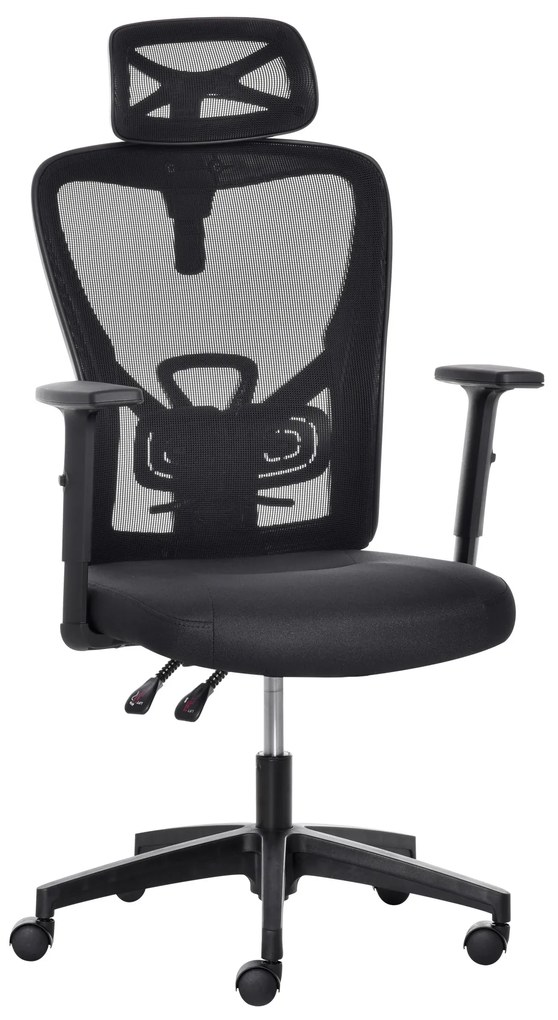 Scaun de birou ergonomic Vinsetto, Inaltime reglabila, Tetiera, 66x61x100-109.5cm, Negru